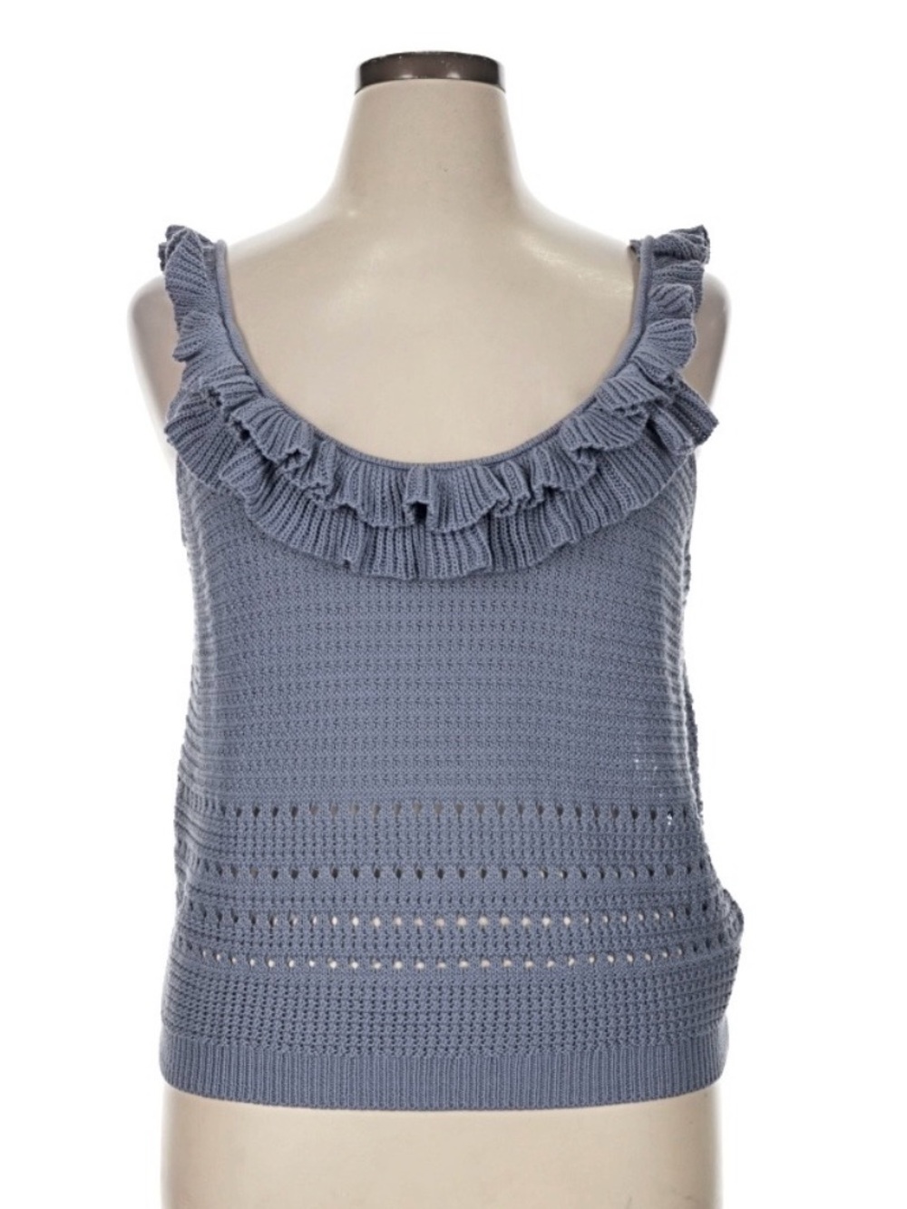 7 For All Mankind -Ruffled Knit Tank Top in Periwinkle Blue